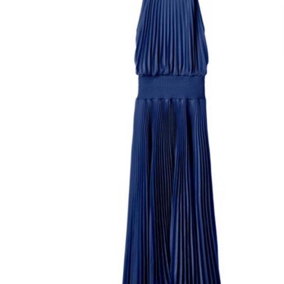 alc blue dress pleated Moira Satin Pleated Maxi Dress